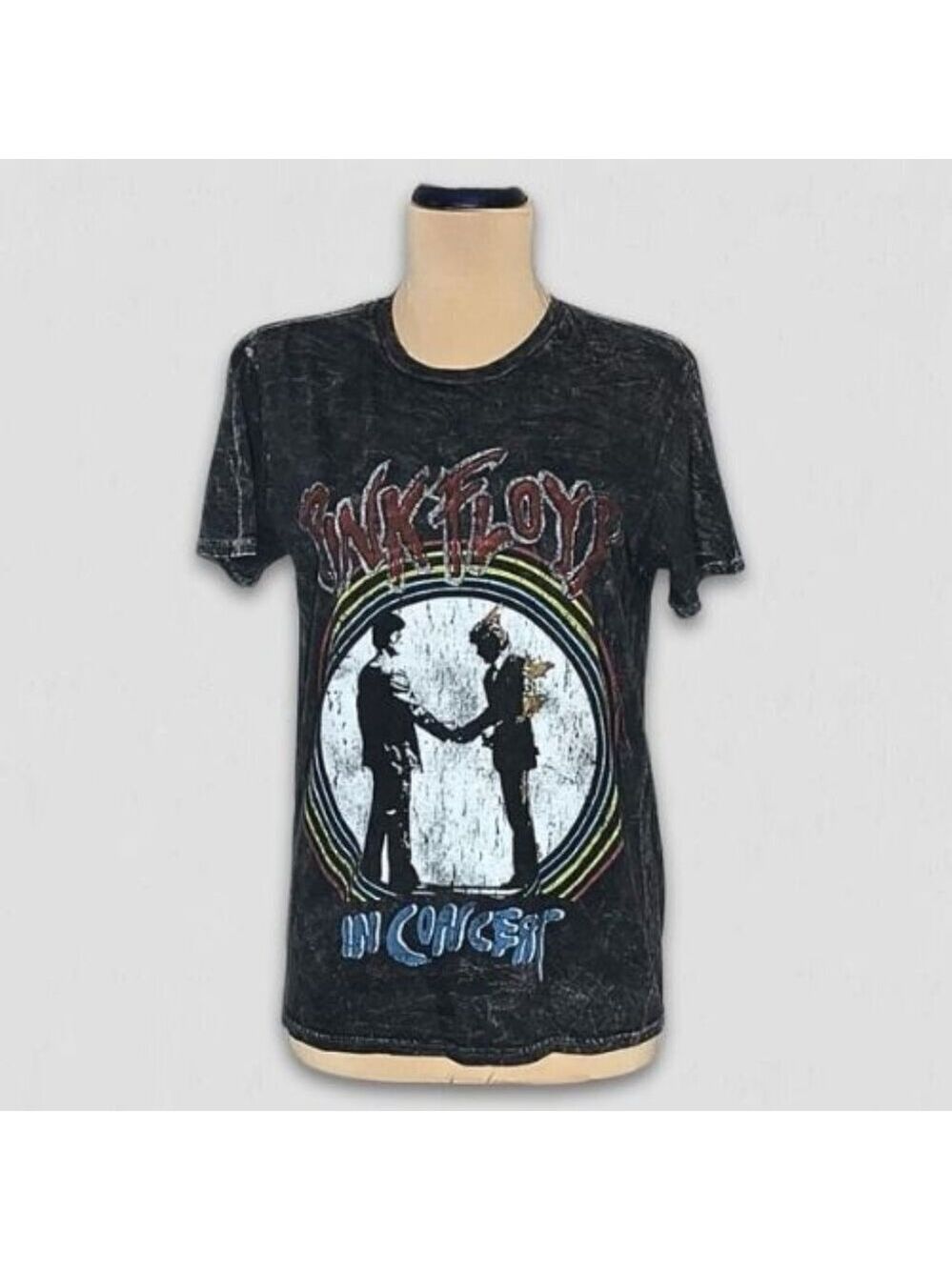 Pink Floyd In Concert Graphic T-Shirt Gray White Tie Dye S